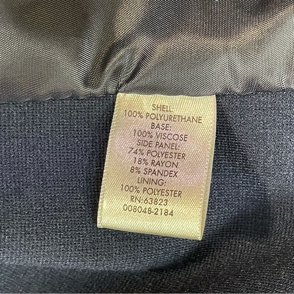 Christopher & Banks | Navy Zip-Up Faux Leather Floral Embroidered Jacket | PXL - Picture 12 of 13